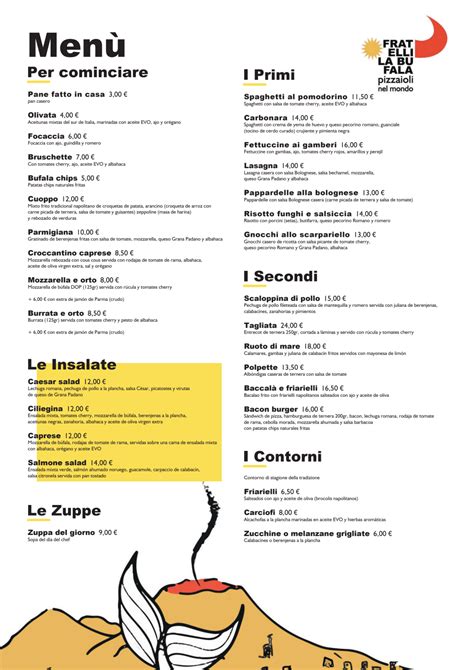 fratelli di bufala menu.